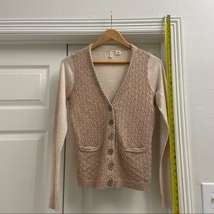 Anthropologie Moth—blush color v-neck button cardigan sweater medium.